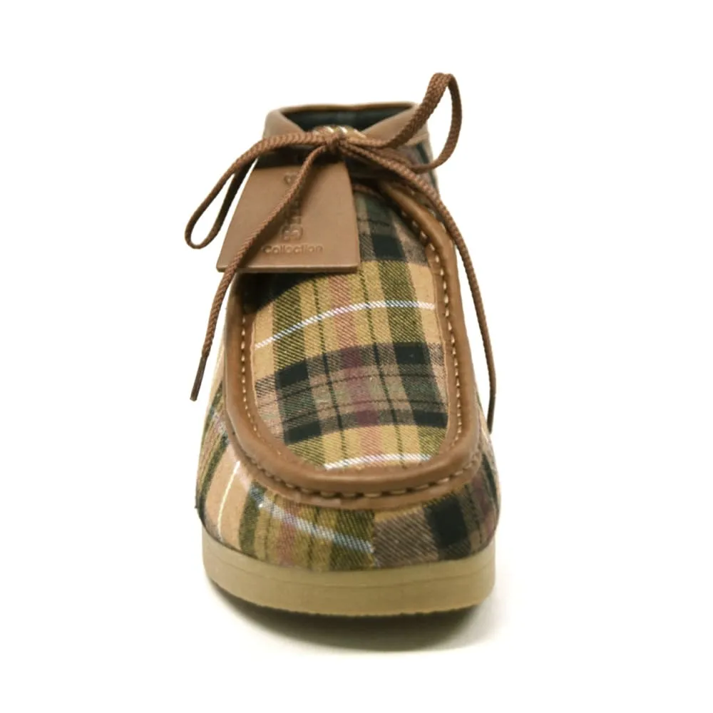 British Walkers New Castle Wallabee Boots Men's Multi Color Plaid Leather and Suede
