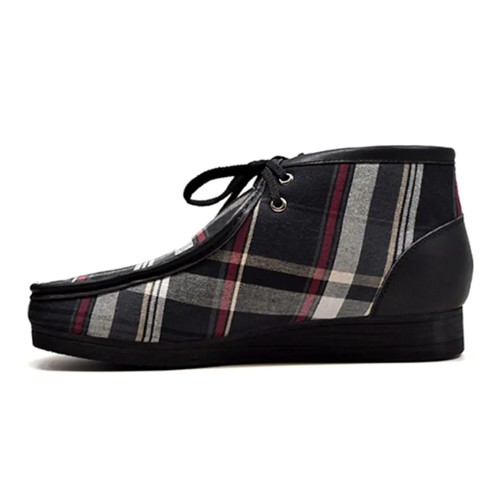 British Walkers New Castle Wallabee Boots Men's Multi Color Plaid Leather and Suede