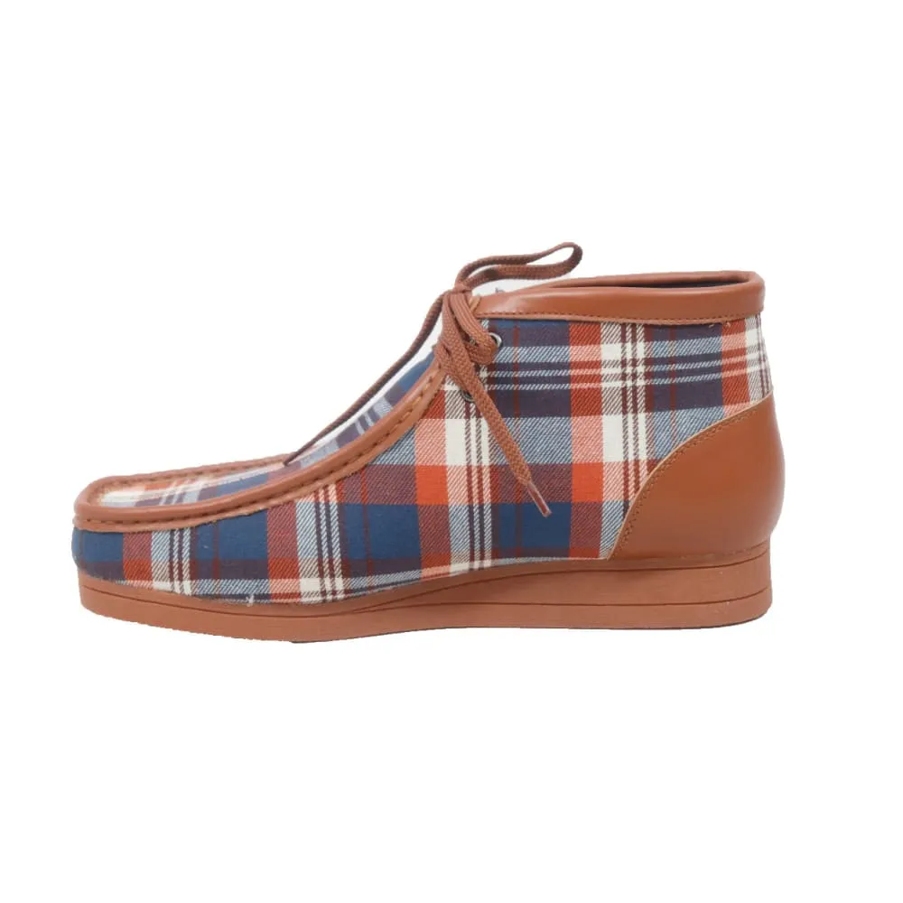 British Walkers New Castle Wallabee Boots Men's Multi Color Plaid Leather and Suede