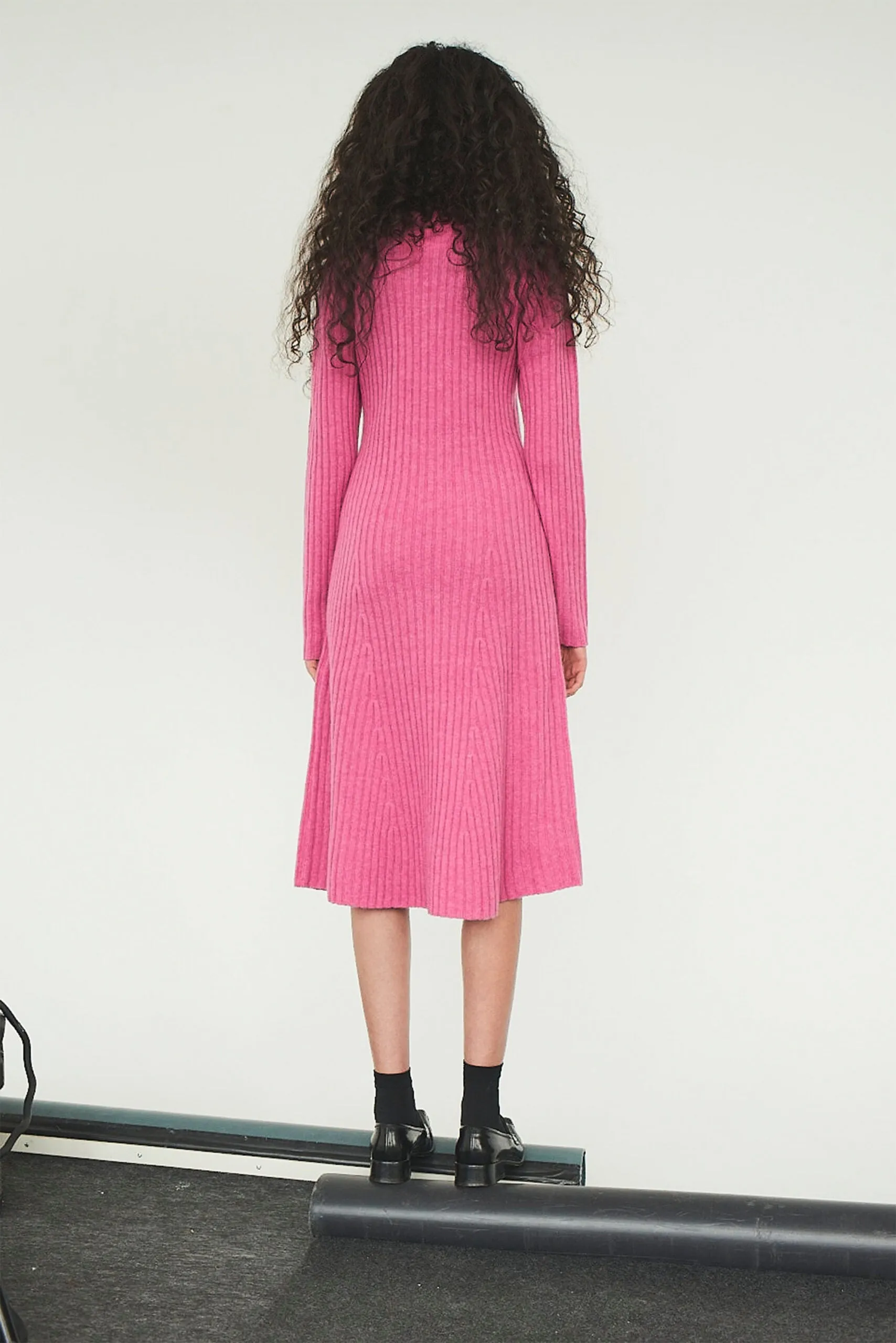 Carmen Rib Long Dress - Rasberry