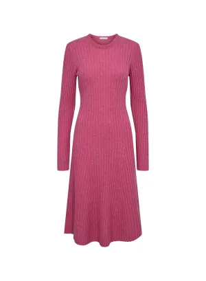 Carmen Rib Long Dress - Rasberry