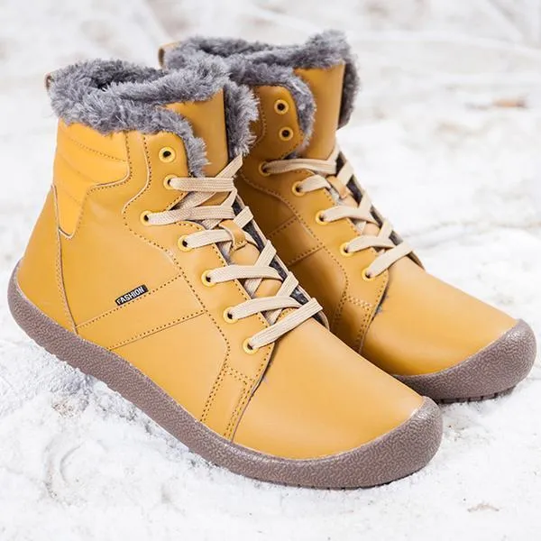 Casual Round Toe Snow Boots With Warm Fur