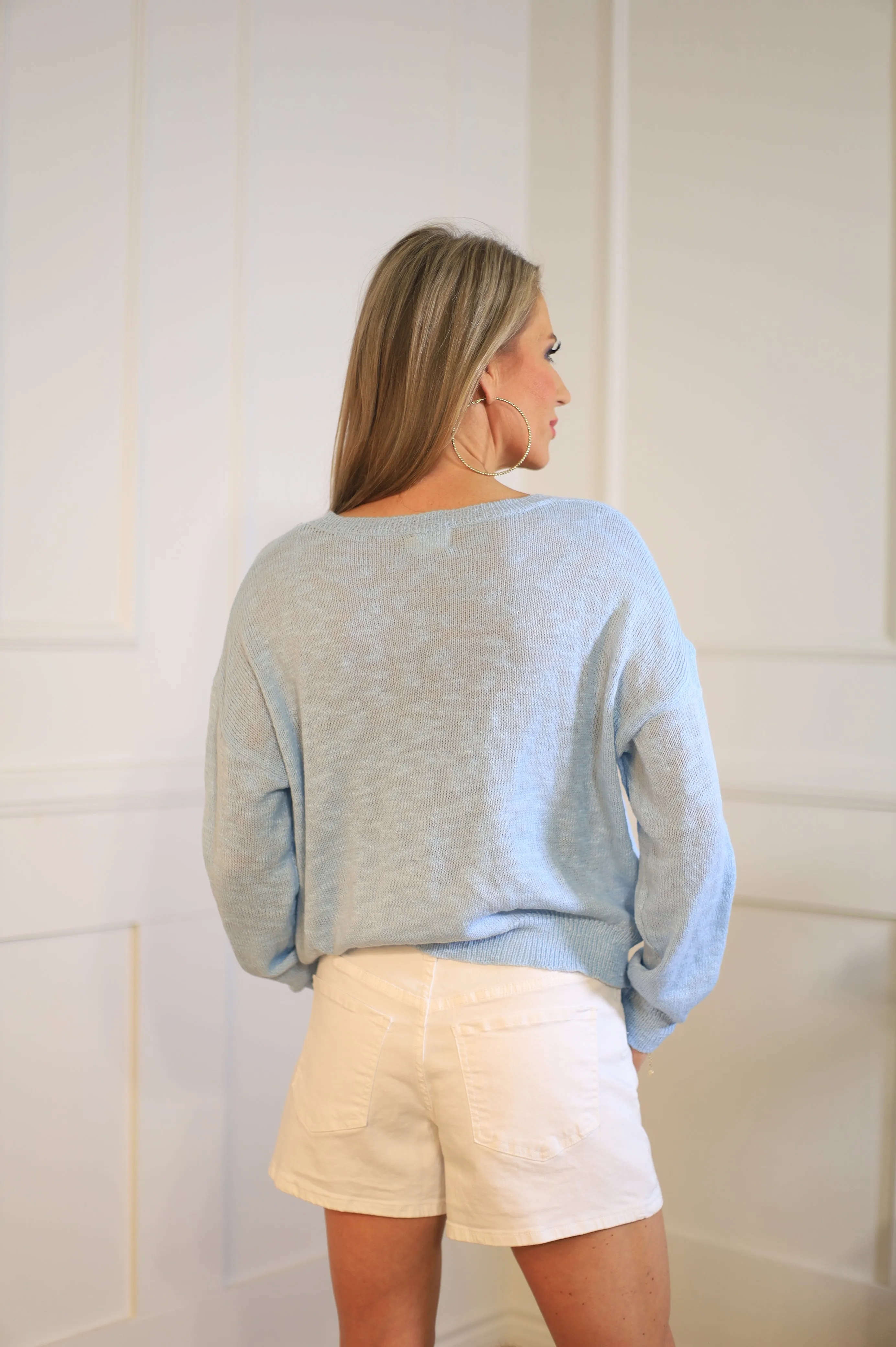 COASTAL BREEZE BABY BLUE SWEATER