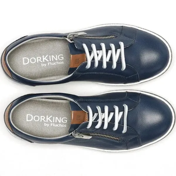 Dorking Women's Karen Lace & Zip Sneakers- Royal/ Camel