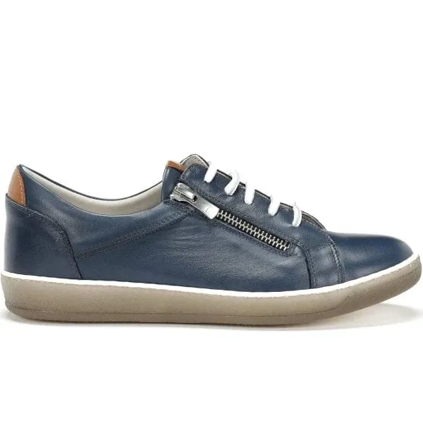 Dorking Women's Karen Lace & Zip Sneakers- Royal/ Camel