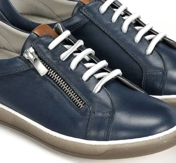 Dorking Women's Karen Lace & Zip Sneakers- Royal/ Camel