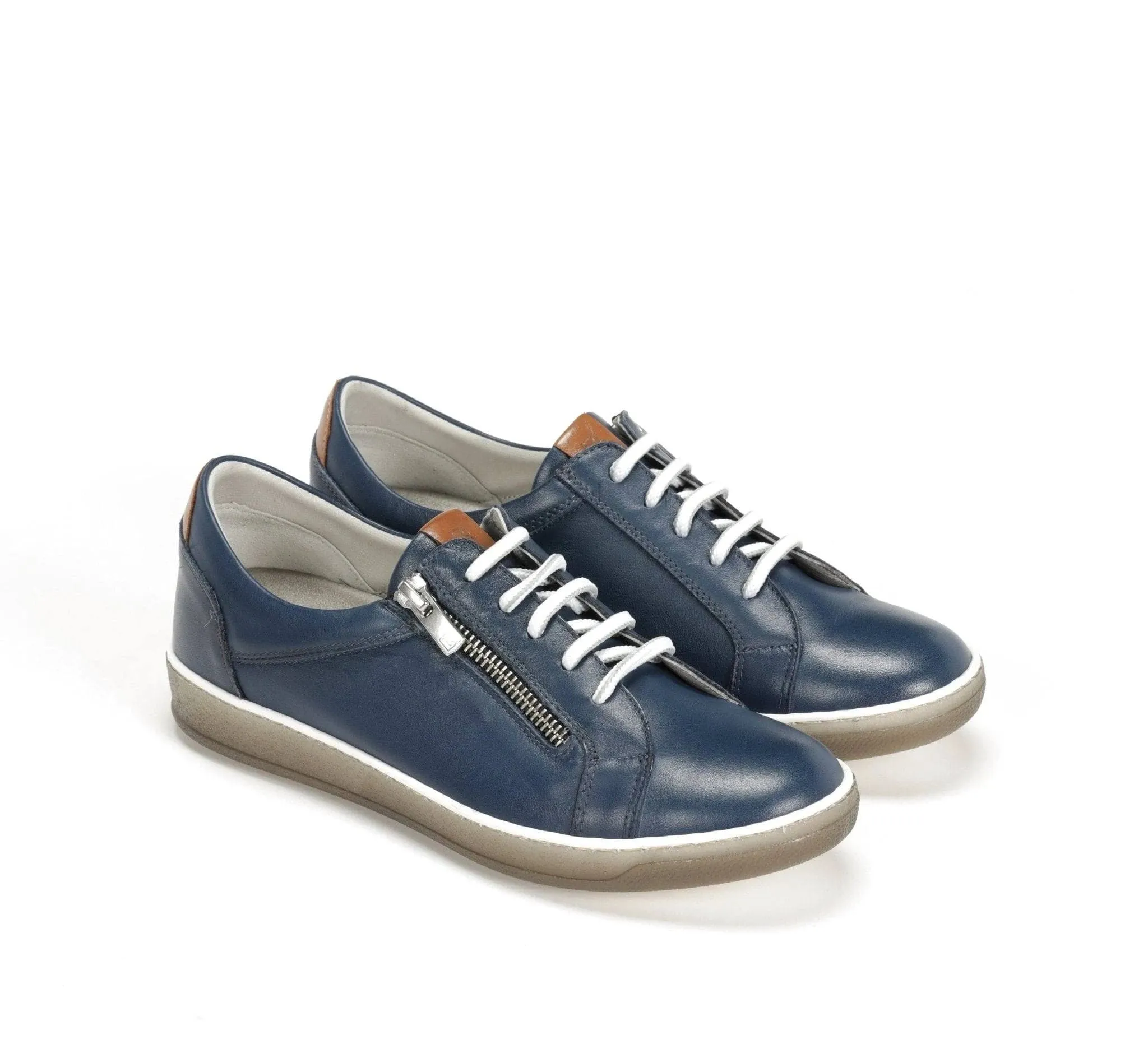 Dorking Women's Karen Lace & Zip Sneakers- Royal/ Camel