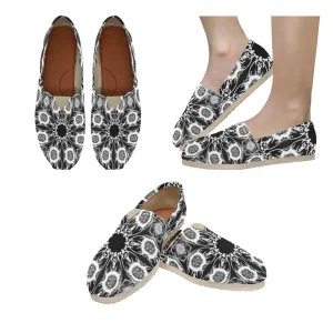 Espadrilles Canvas Black and White Flower