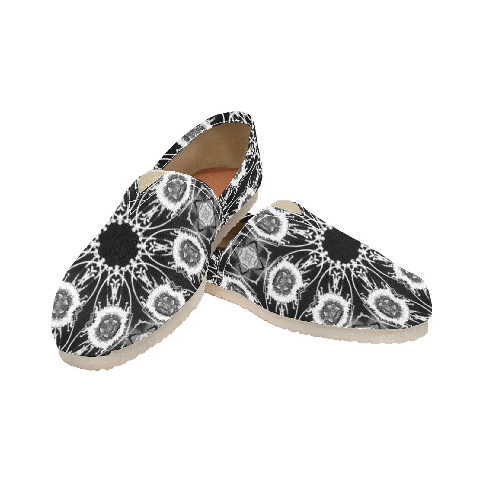 Espadrilles Canvas Black and White Flower