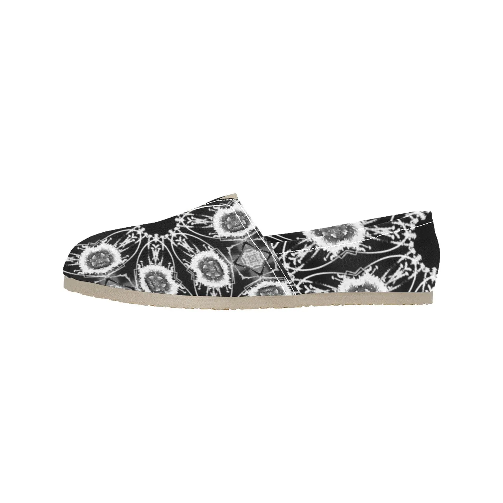 Espadrilles Canvas Black and White Flower
