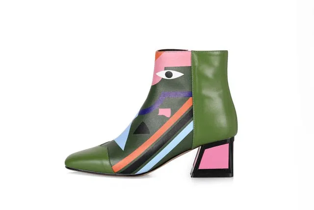Fashion Brand Women Ankle Snow Boots Warm High Heels Ladies Shoes Woman Party Wedding Pumps Basic Genuine Leather Boots