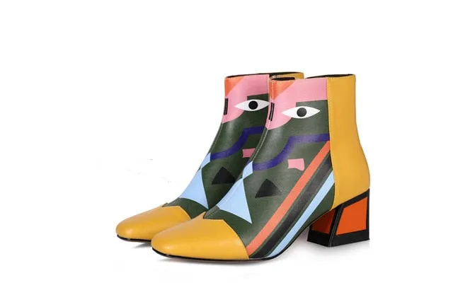 Fashion Brand Women Ankle Snow Boots Warm High Heels Ladies Shoes Woman Party Wedding Pumps Basic Genuine Leather Boots