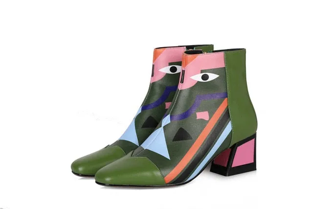Fashion Brand Women Ankle Snow Boots Warm High Heels Ladies Shoes Woman Party Wedding Pumps Basic Genuine Leather Boots