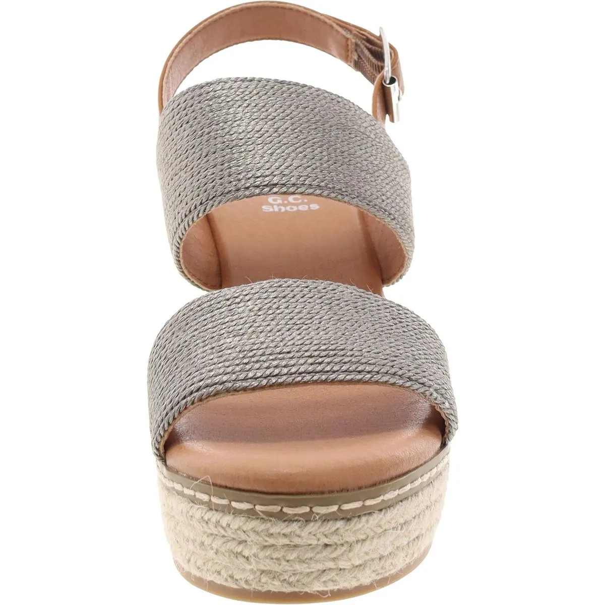 GC Shoes Womens Ellis Metallic Buckle Espadrilles