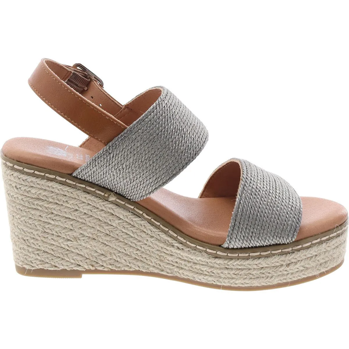 GC Shoes Womens Ellis Metallic Buckle Espadrilles