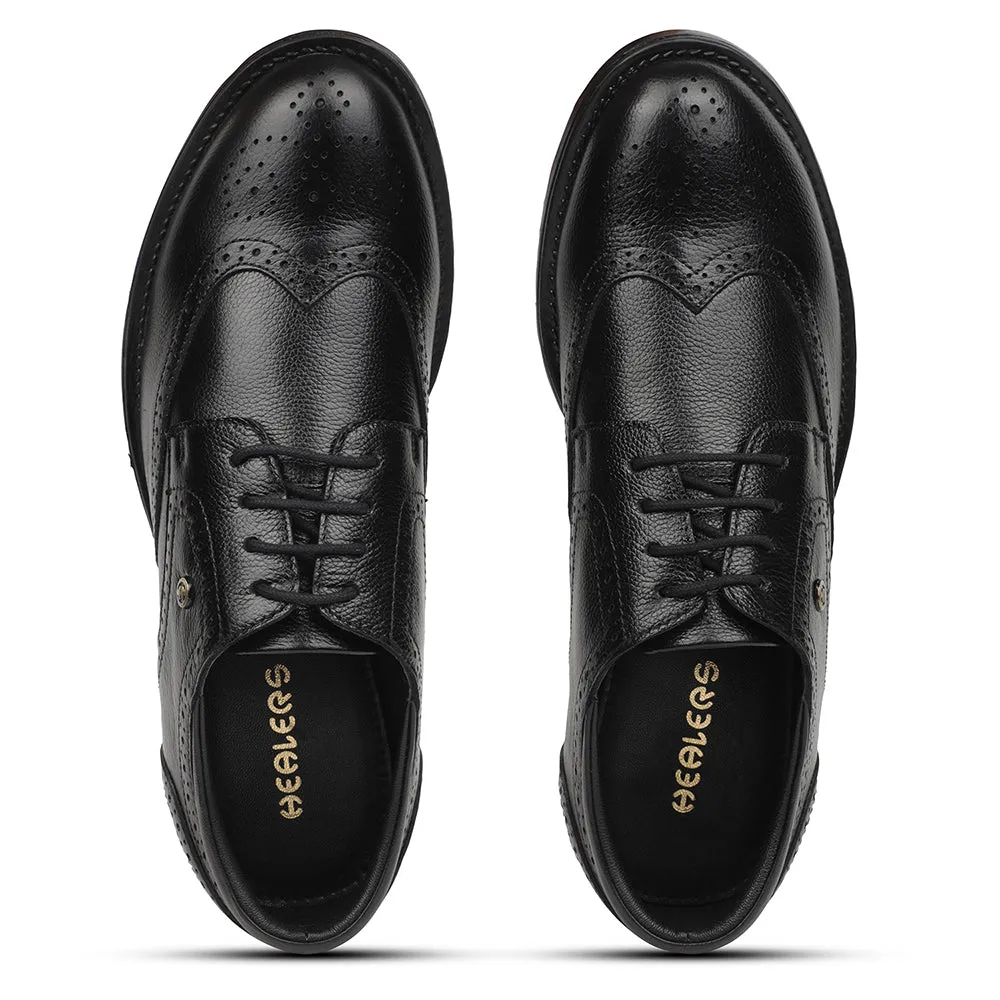 Healers Black Formal Lacing Oxford Shoes For Men UDL-12 By Liberty