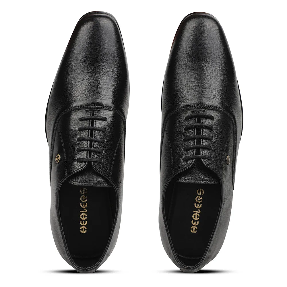 Healers Black Formal Lacing Oxford Shoes For Men UDL-7 By Liberty