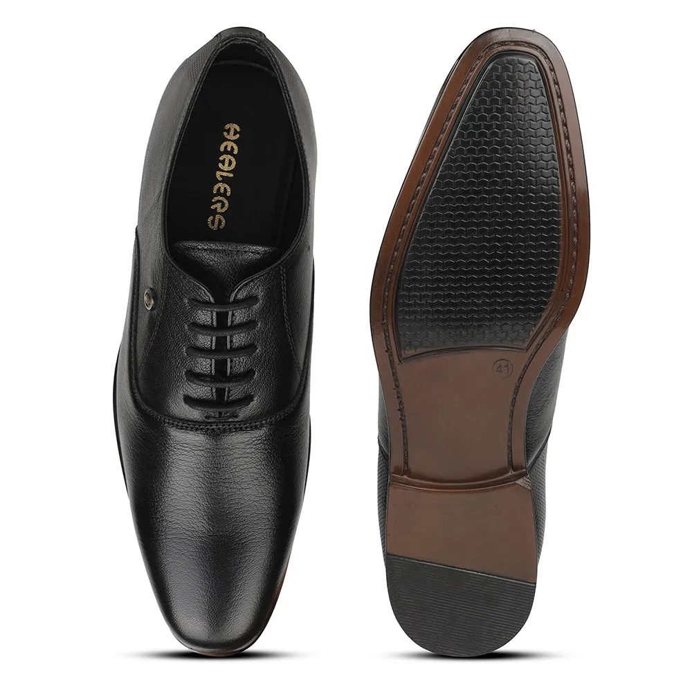 Healers Black Formal Lacing Oxford Shoes For Men UDL-7 By Liberty