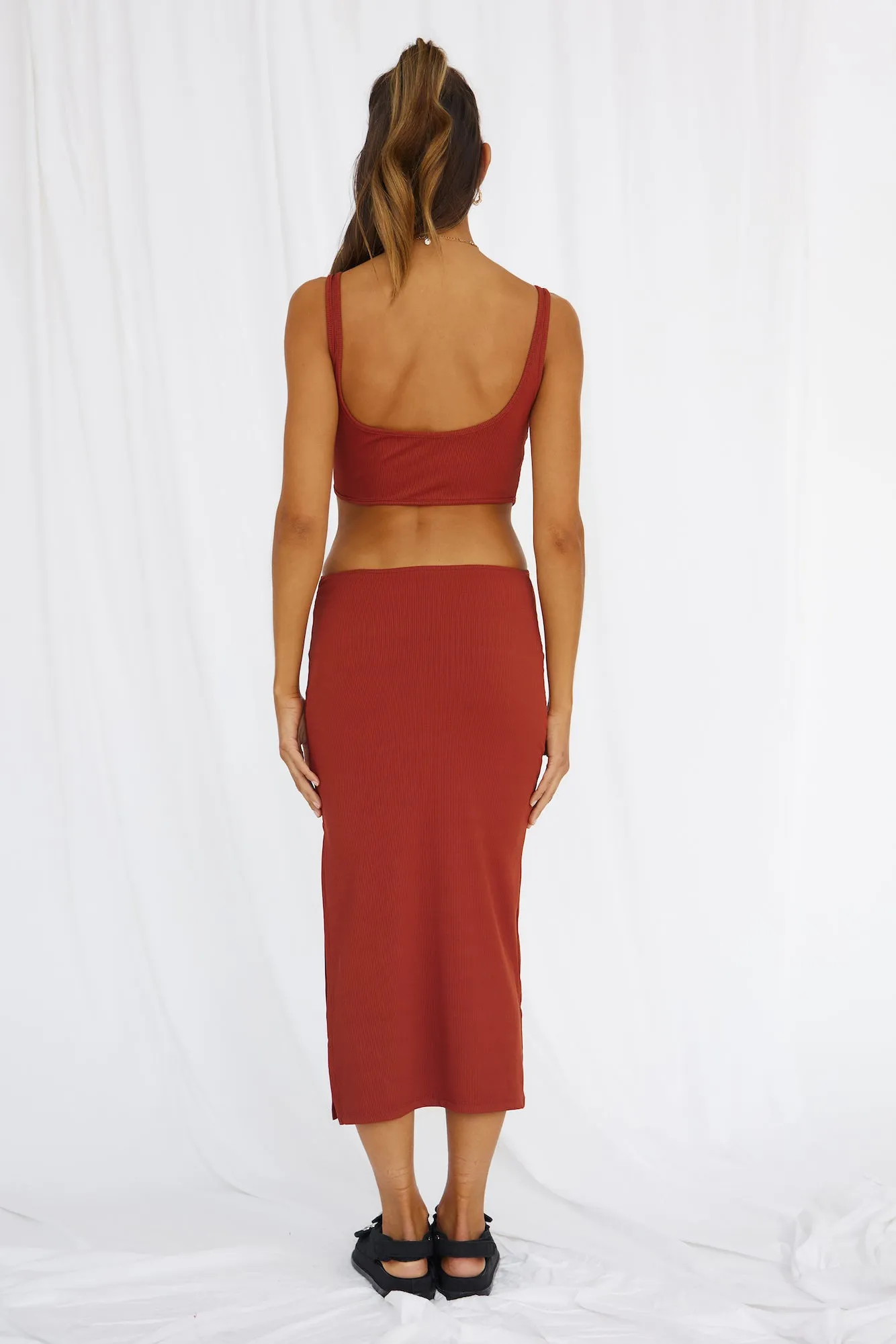 Into You Midi Dress Rust