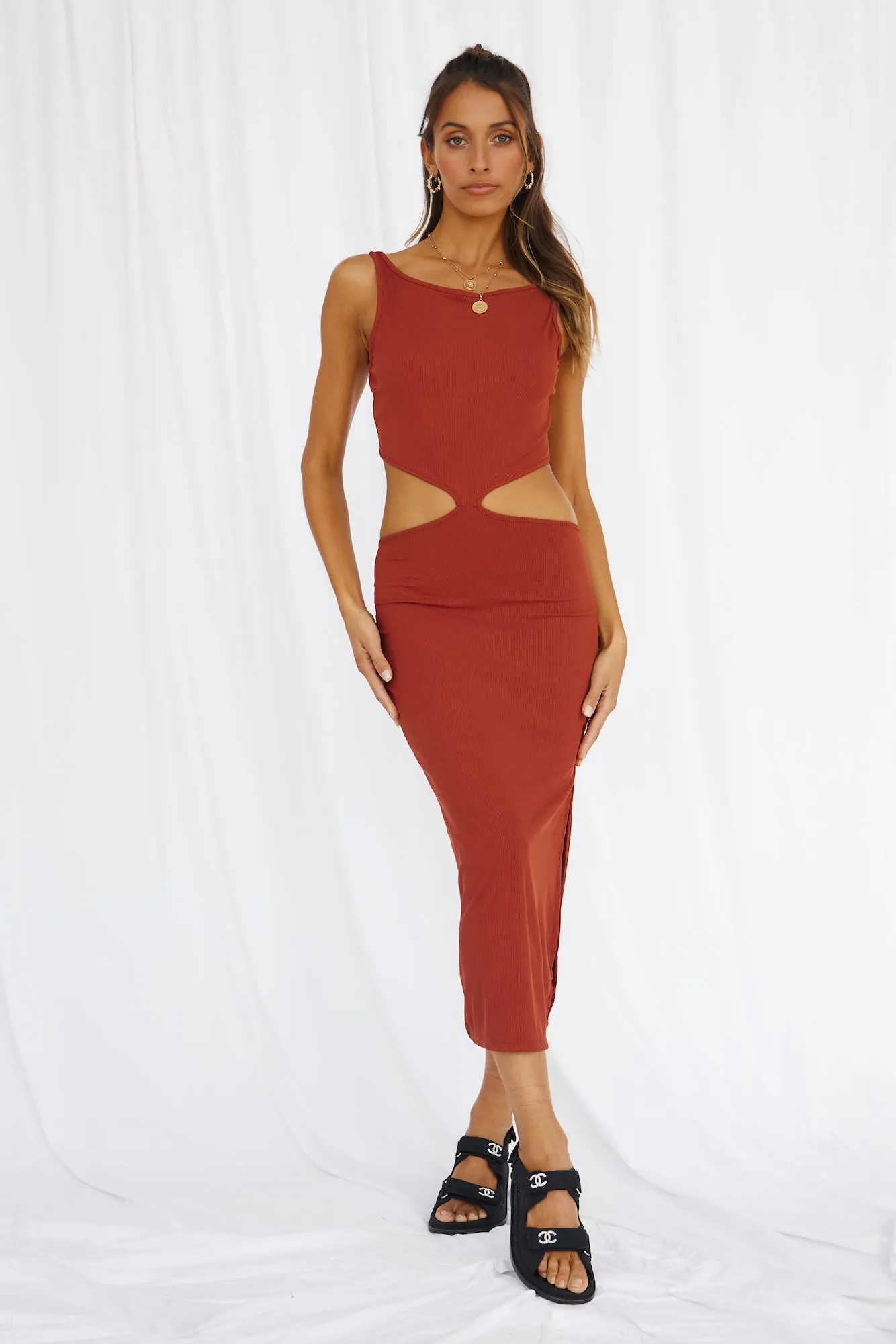 Into You Midi Dress Rust