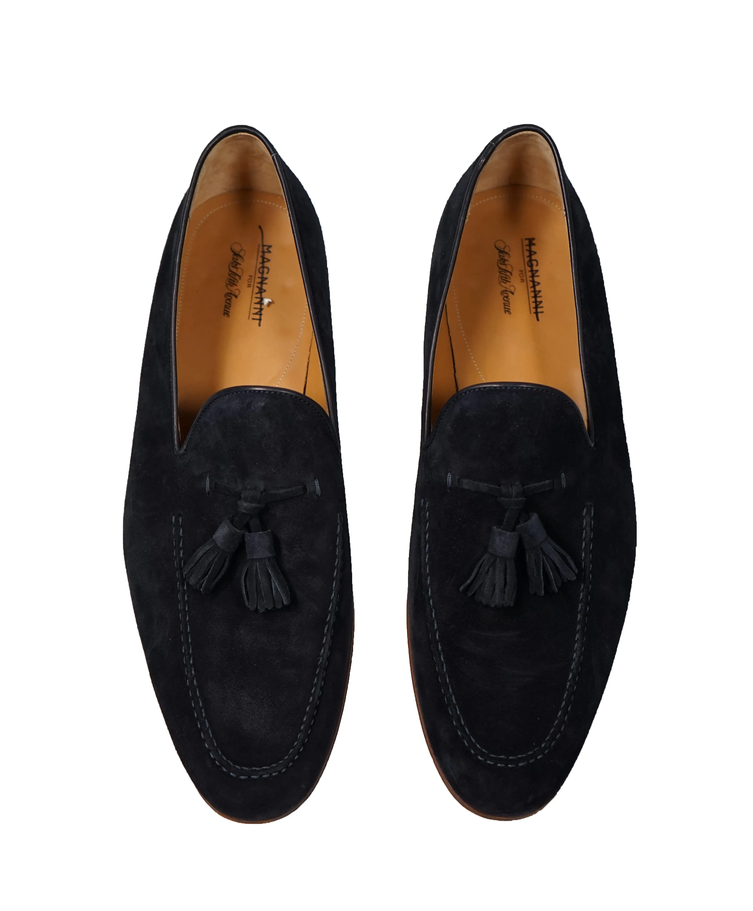 MAGNANNI For SAKS FIFTH AVENUE-Blue Contrast Sole Tassel Loafers - 13