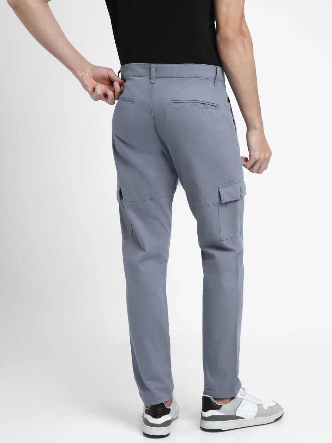 Men's Blue Slim Fit Cargos Trousers