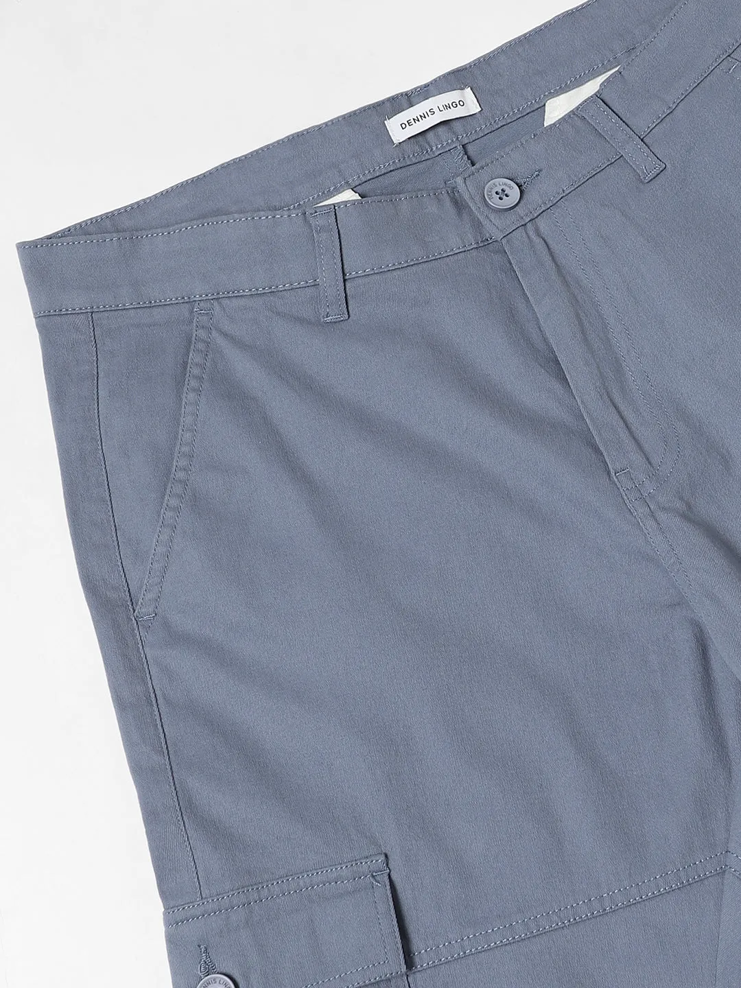 Men's Blue Slim Fit Cargos Trousers