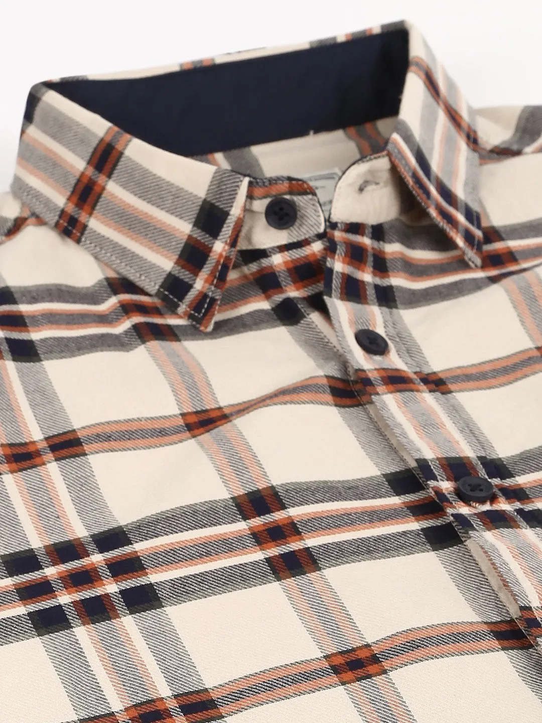 Men's Button Down Collar Slim Fit Checks Green Casual Shirt
