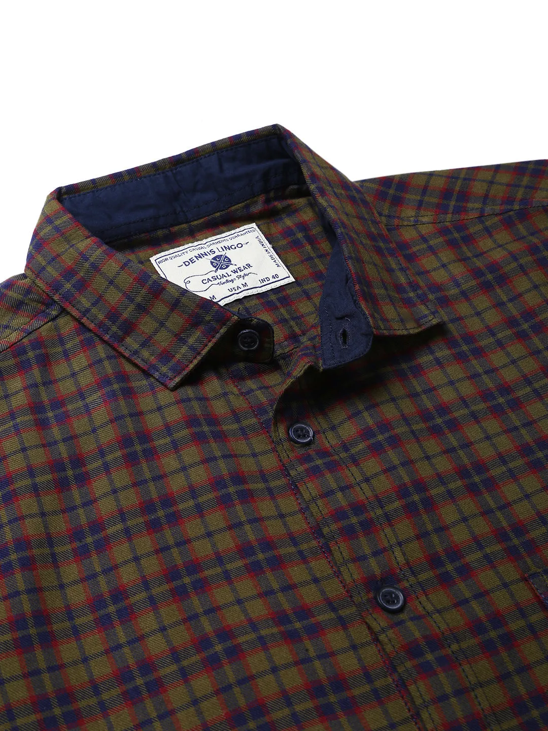 Men's Checkered Green Slim Fit Casual Shirt