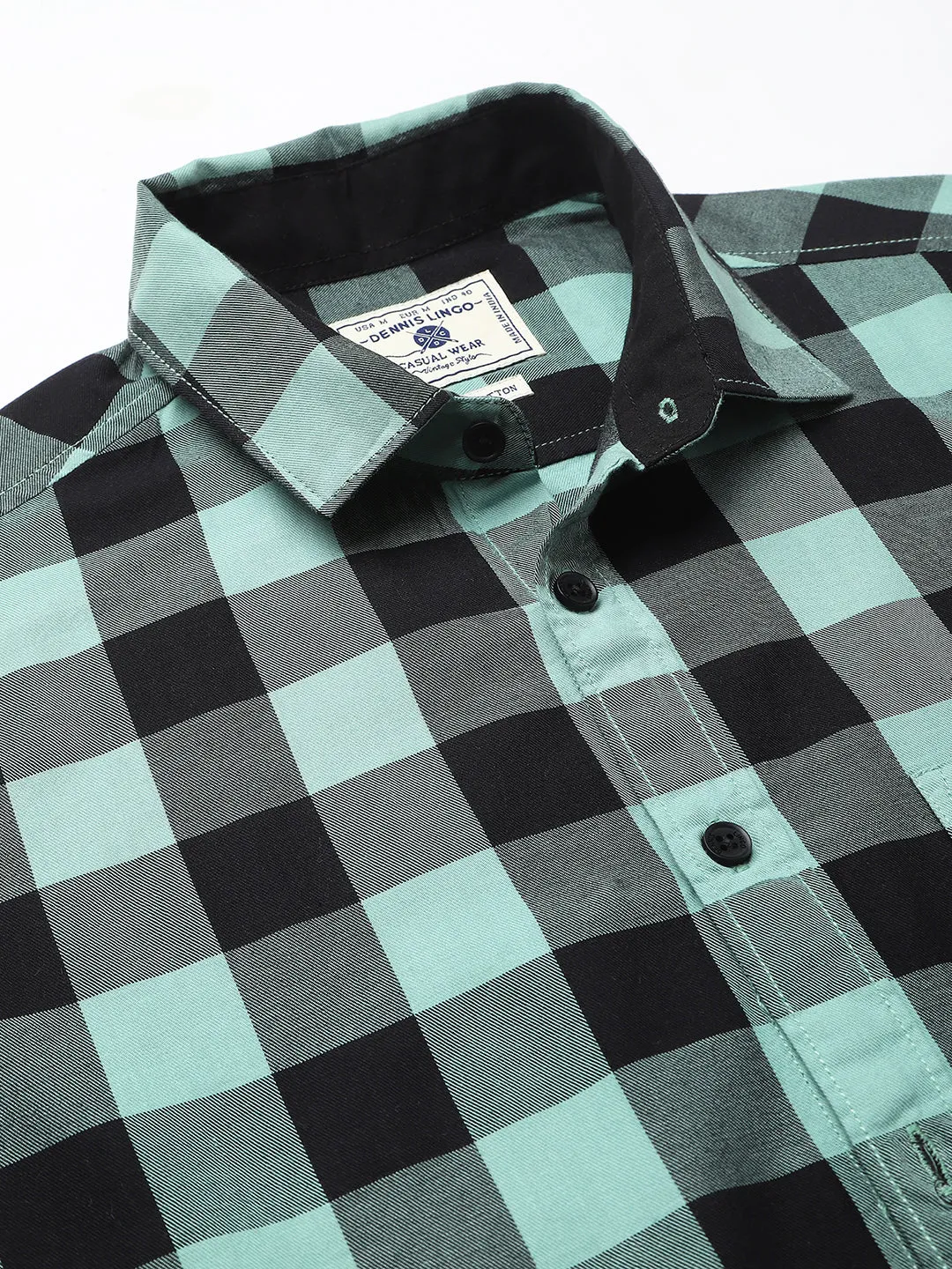 Men's Checkered Slim Fit Shirt (Green)