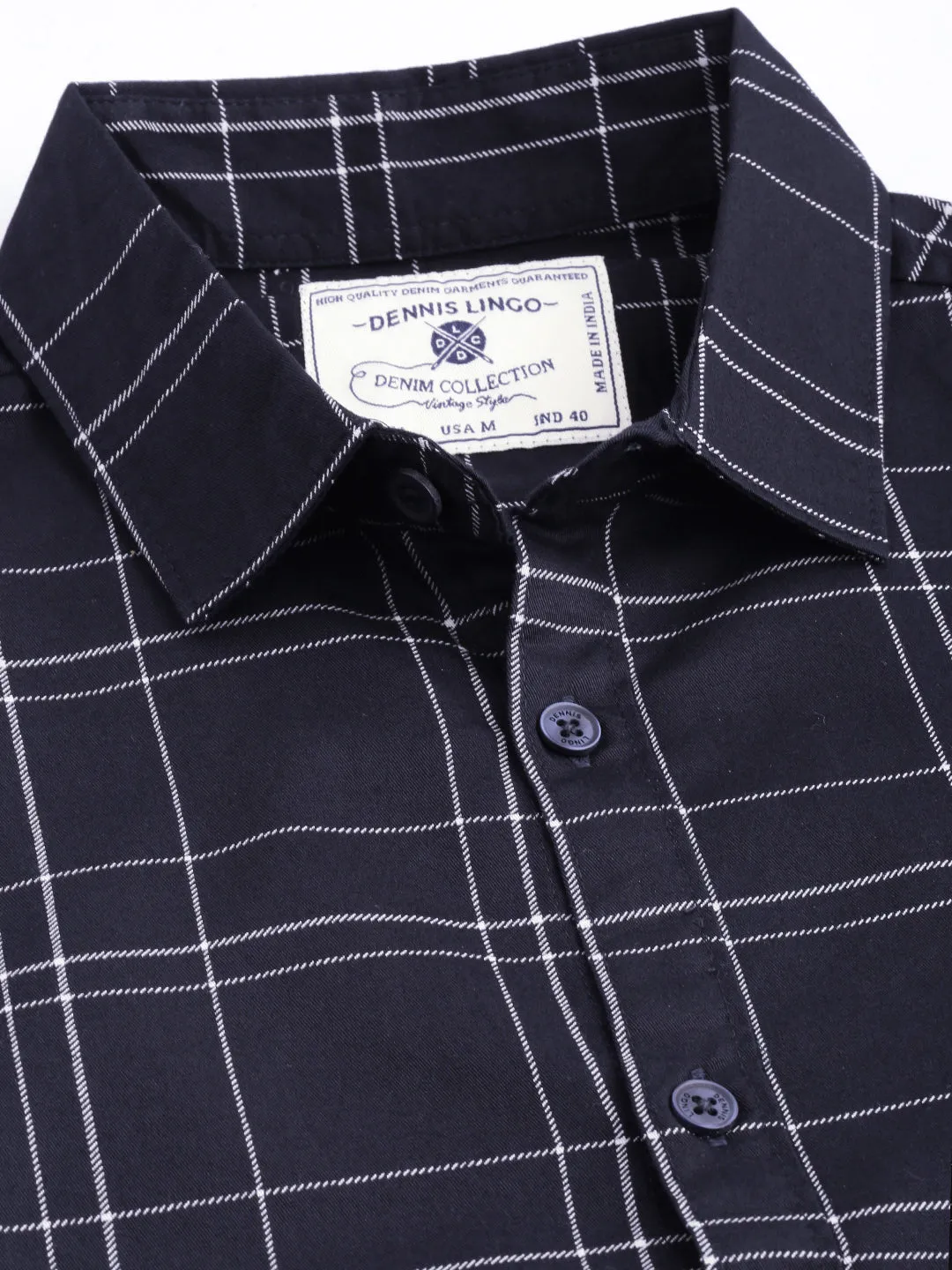Men's Checkered Slimfit Shirt (Navy)