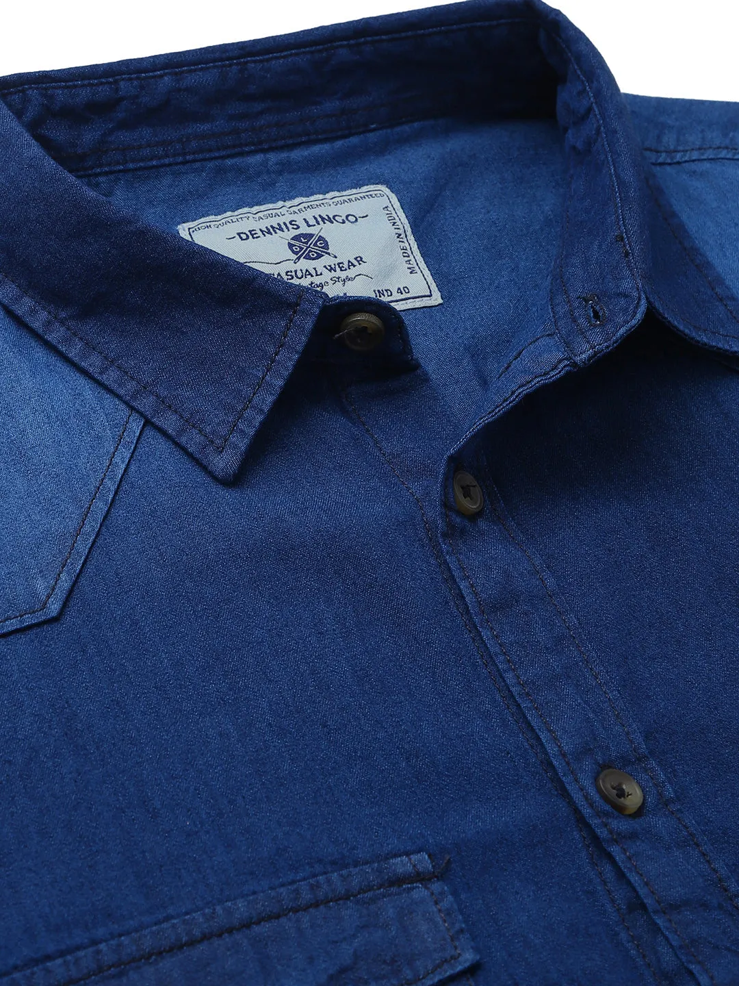 Men's  Classic Denim Shirt (Darkblue)