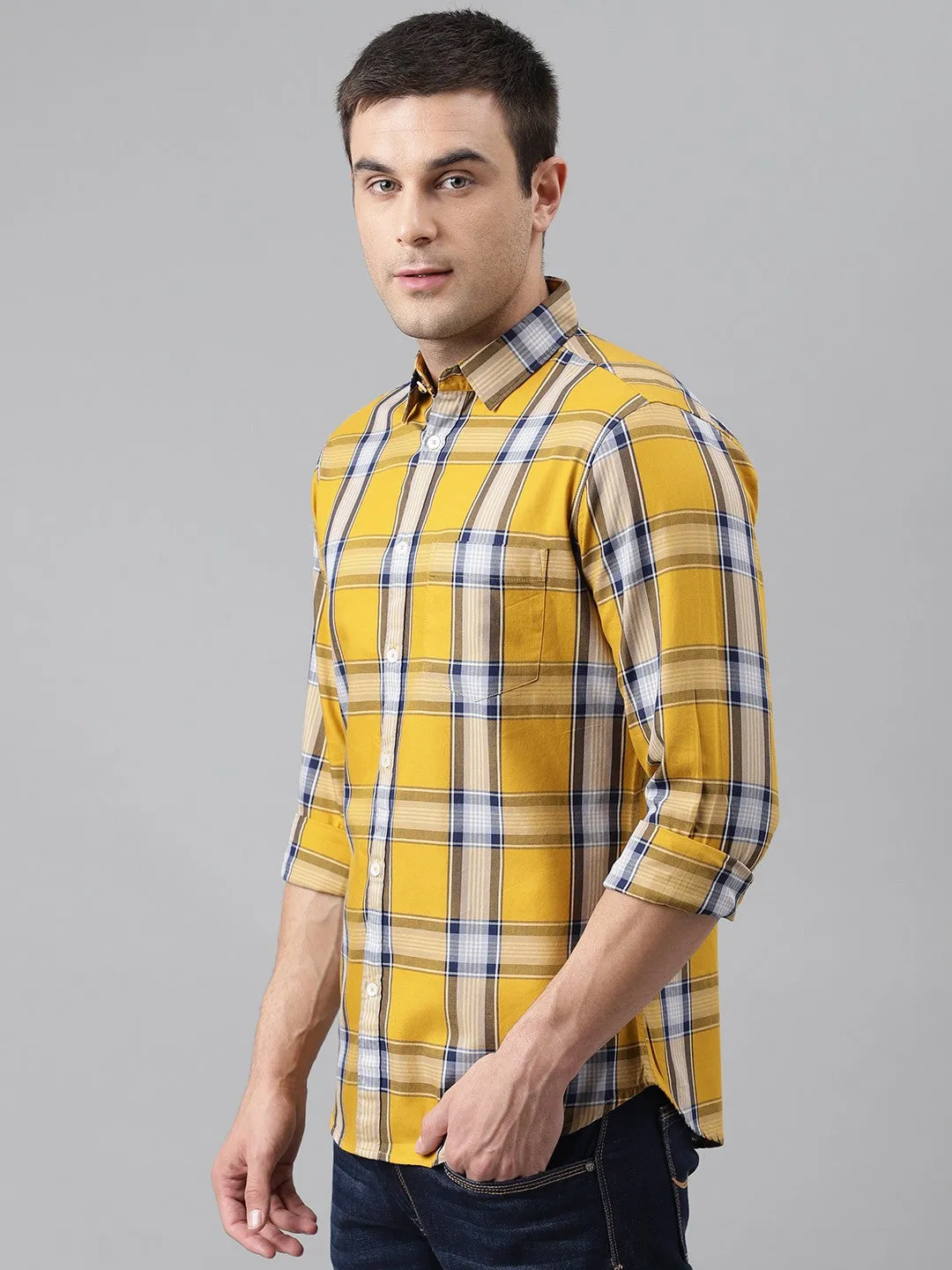 Men's Cuban Collar Regular Fit Print Black Casual Shirt