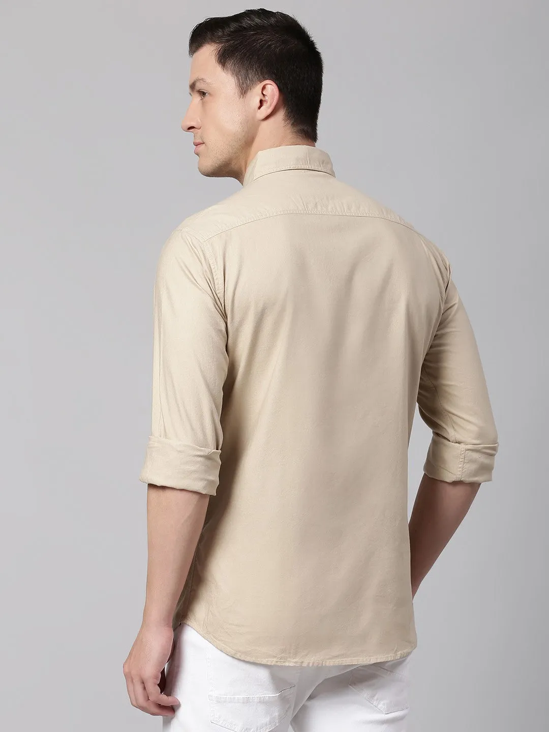 Men's Khaki Slim Fit Casual Shirt