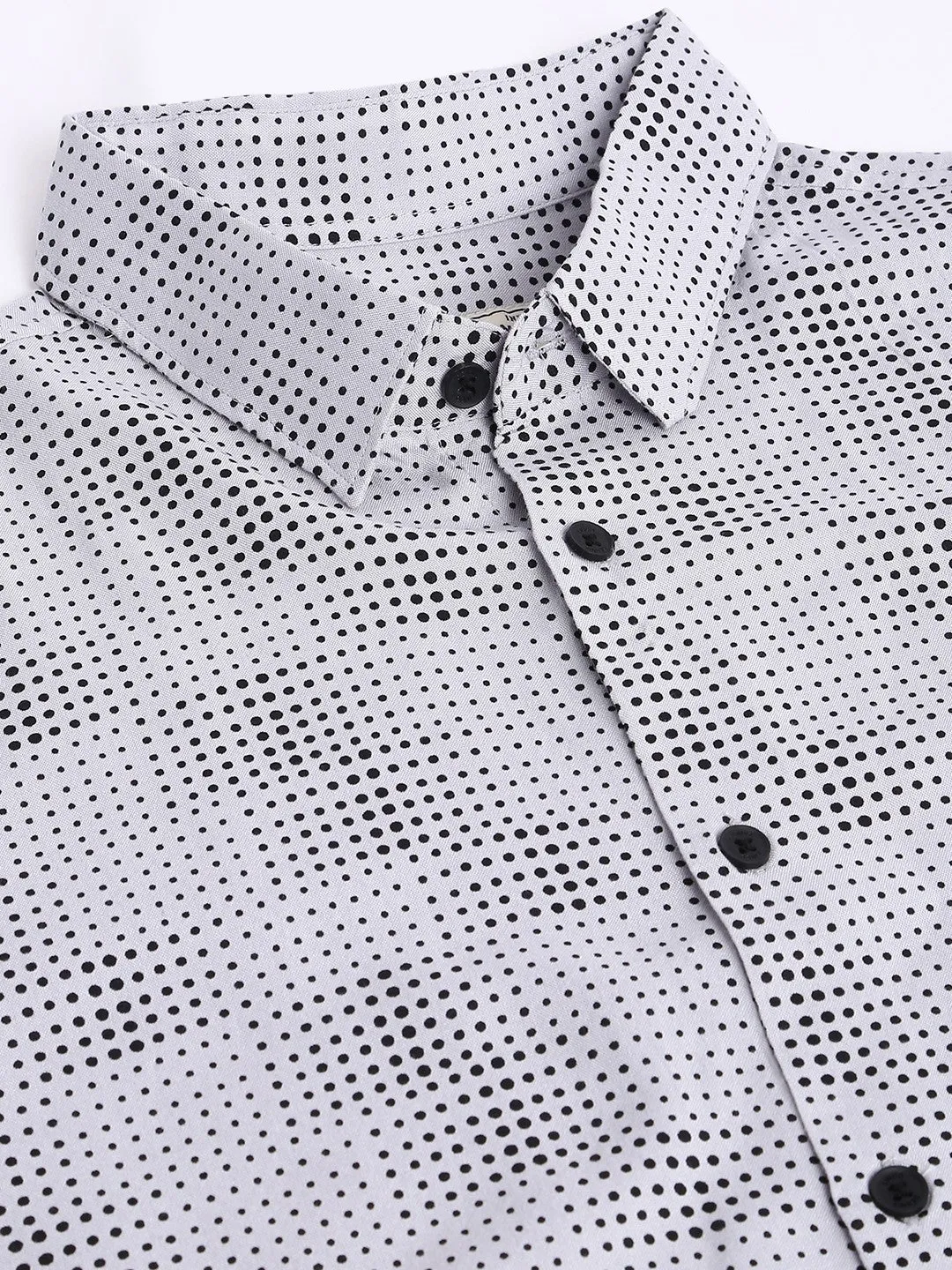 Men's Modern Slim Fit Polka Dots Opaque Printed Casual Shirt