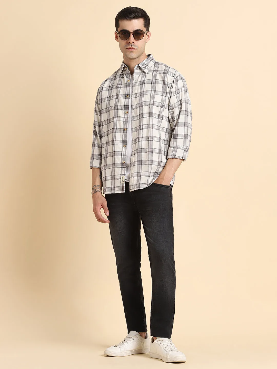 Men's Off White Casual Shirt