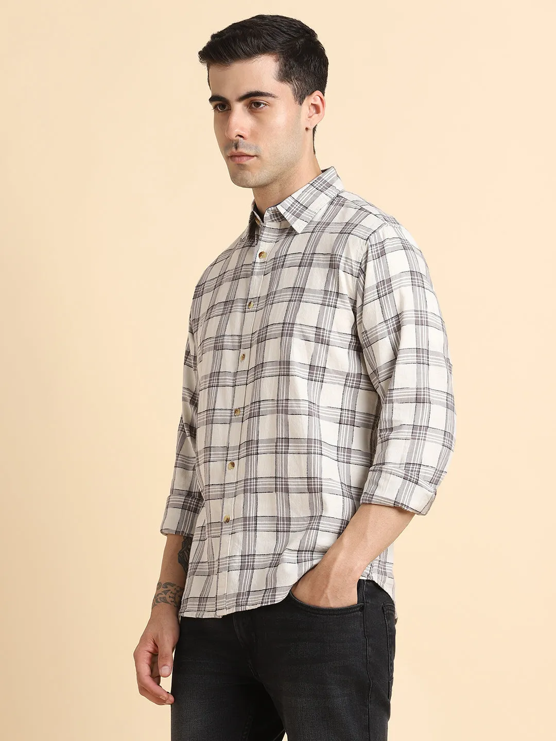 Men's Off White Casual Shirt