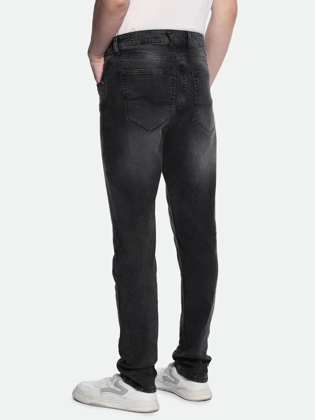 Men's Slim Tapered Solid Grey Jeans