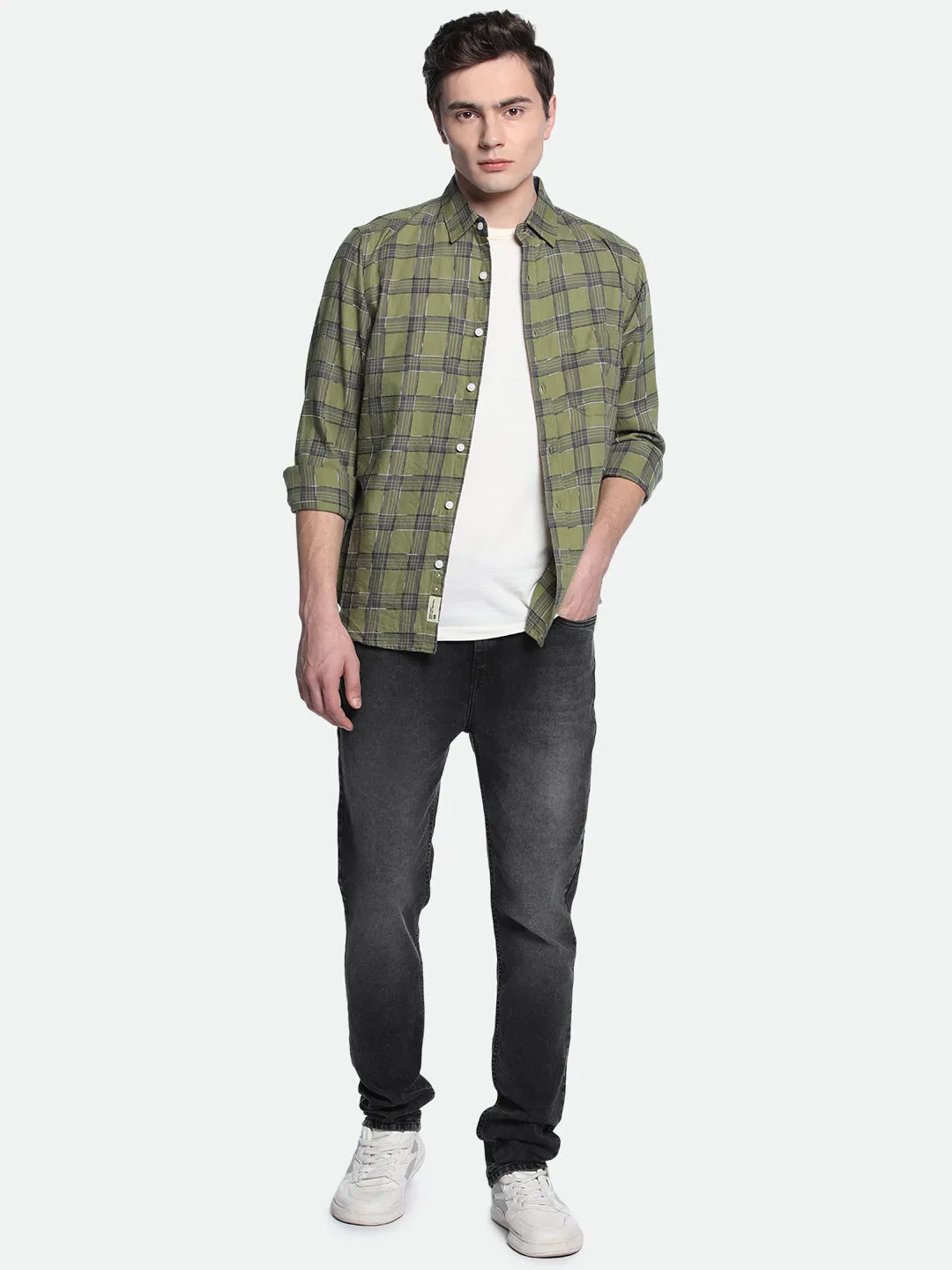 Men's Slim Tapered Solid Grey Jeans
