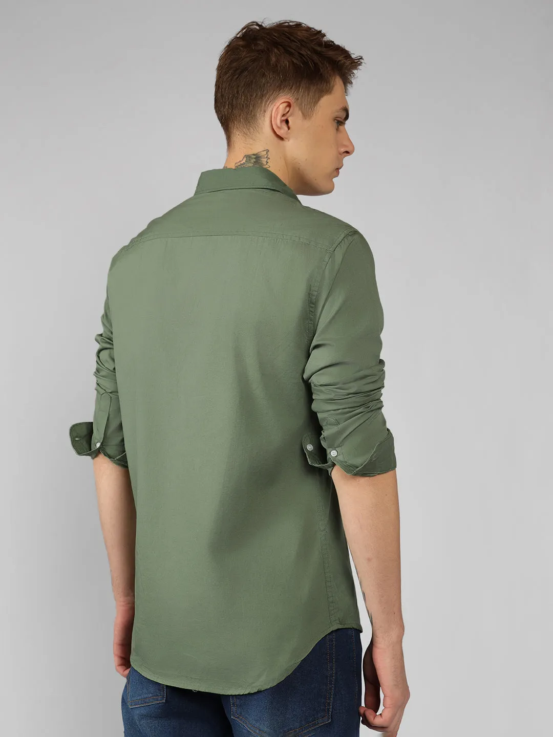 Men's Solid Dusty Green Casual Shirt
