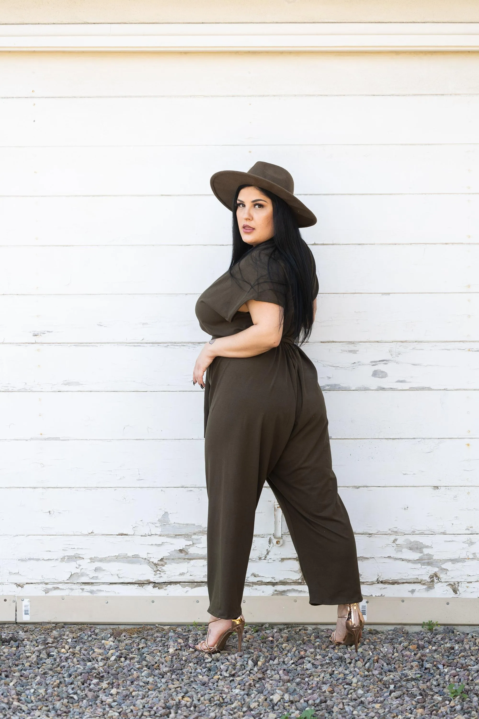 Olive Jumpsuit with Tie