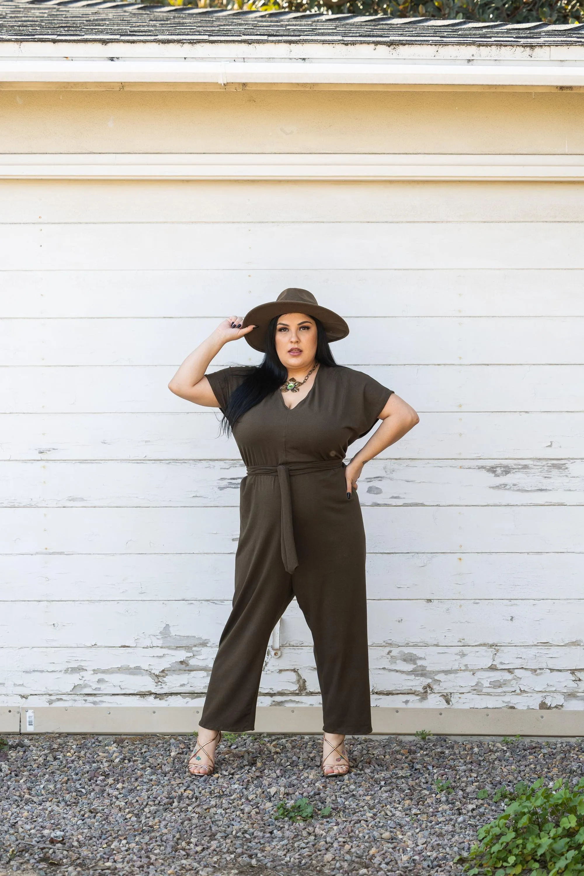 Olive Jumpsuit with Tie