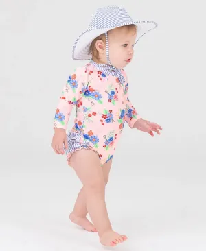 RuffleButts | Coastal Breeze Floral LS Rash Guard