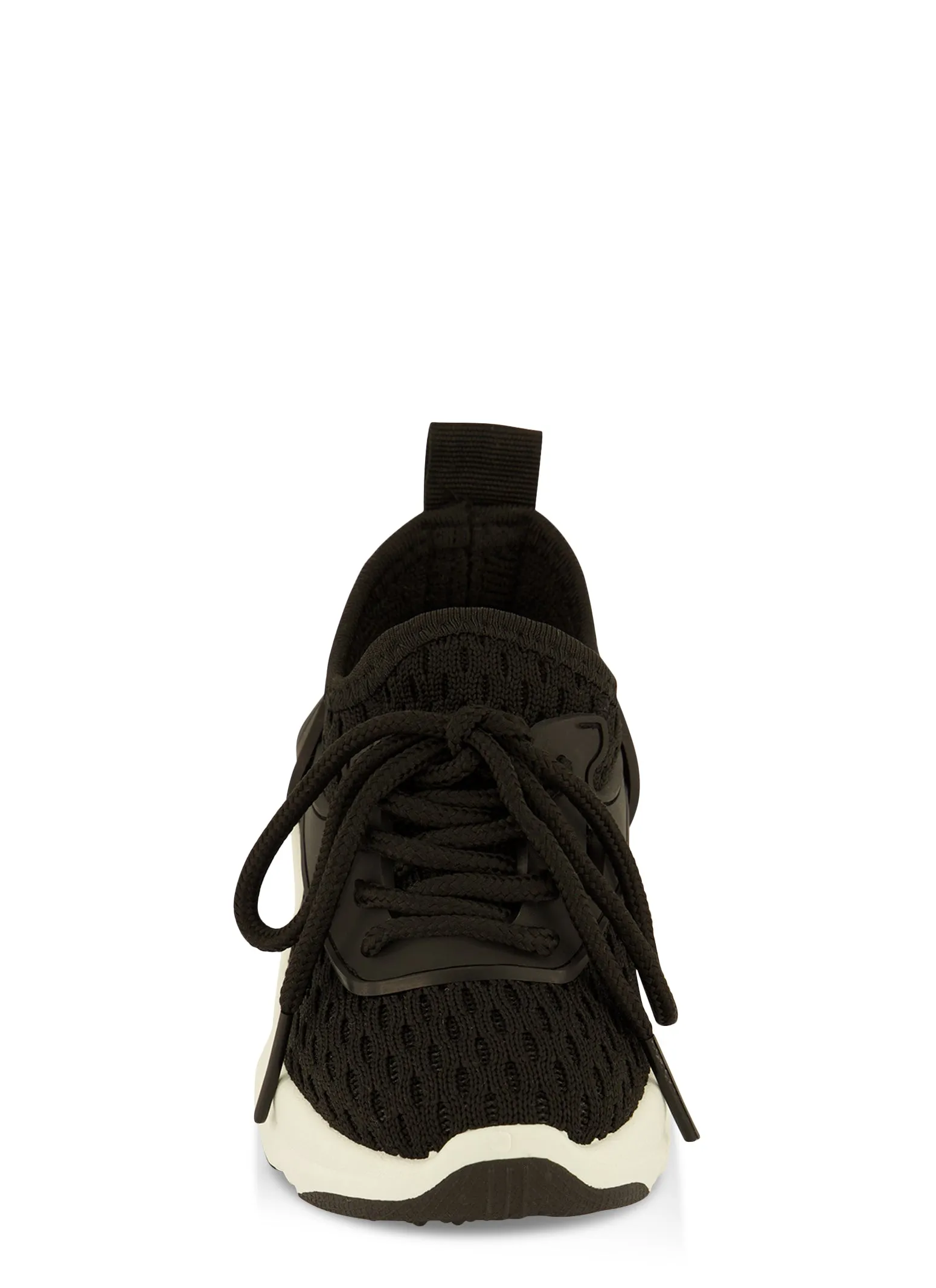 Toddler Girls Solid Textured Knit Lace Up Sneakers
