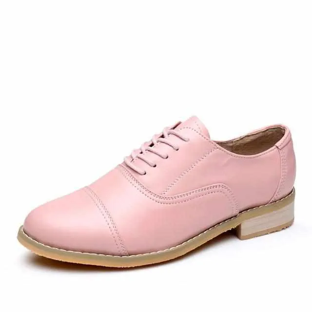 Women Vintage Handmade Genuine Leather Oxford Shoes