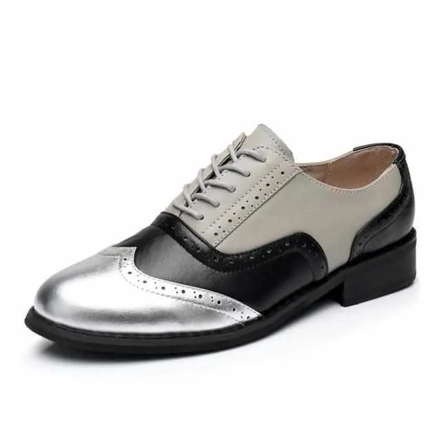 Women Vintage Handmade Genuine Leather Oxford Shoes