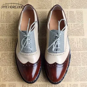 Women Vintage Handmade Genuine Leather Oxford Shoes