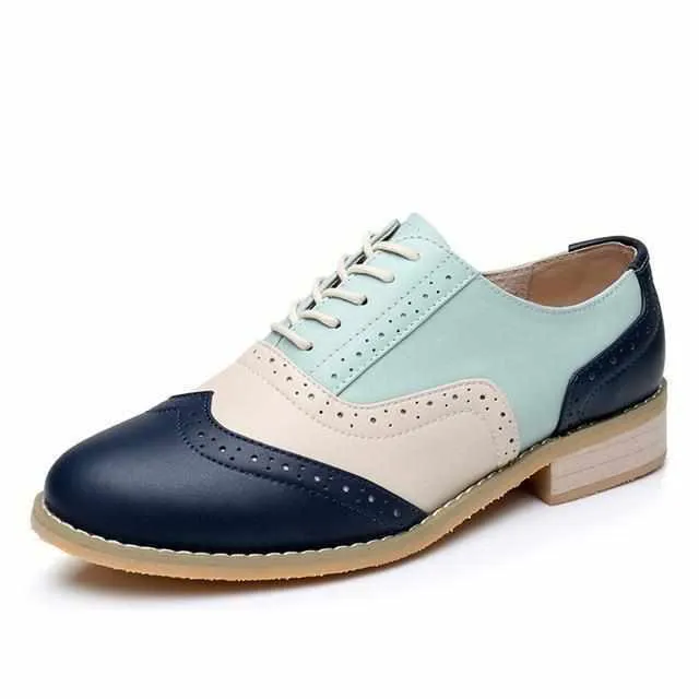 Women Vintage Handmade Genuine Leather Oxford Shoes
