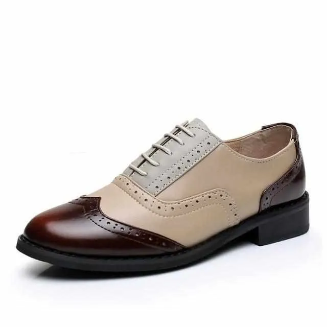 Women Vintage Handmade Genuine Leather Oxford Shoes